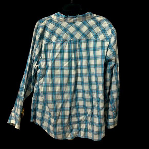 NWT Talbots Plus Turquoise Plaid Button Down 1X - Picture 3 of 4